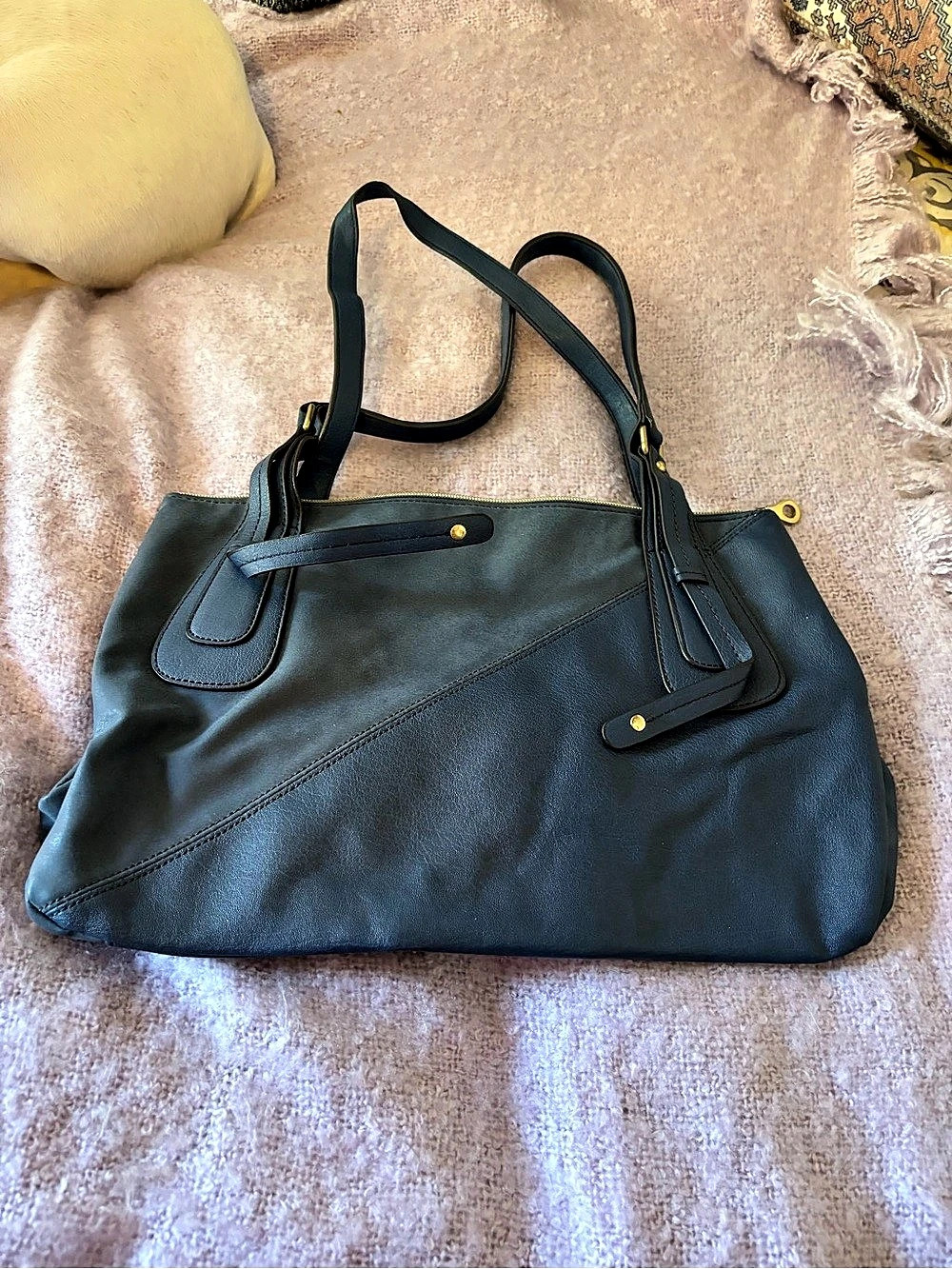 Relic Blue Tote Bag Gold-Tone Hardware